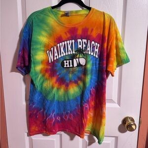 Rainbow tie-dye Waikiki Beach Hawaii t-shirt